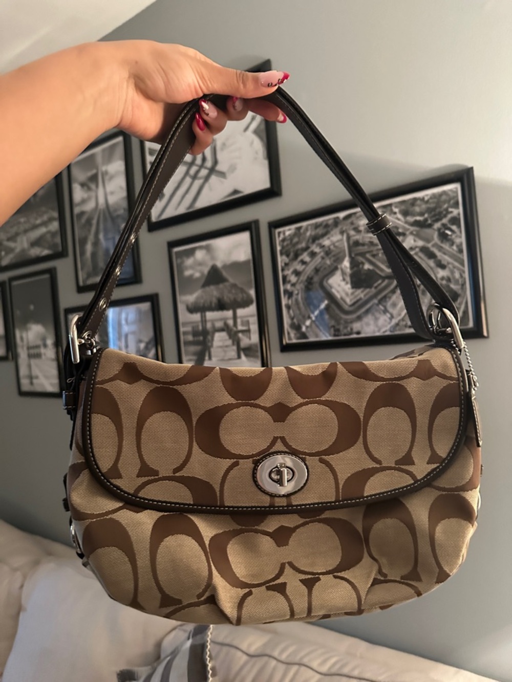 Coach signature turnlock shoulder bag